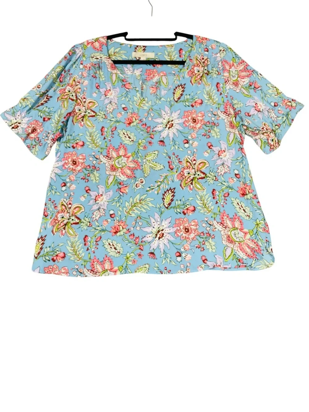 Ann Taylor Loft Floral Garden Puff Sleeve Feminine Cottagecore Blouse Top - XL